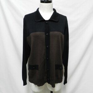 Misook Exclusively Knit Color-block button down top blouse Size Sz X-Large XL